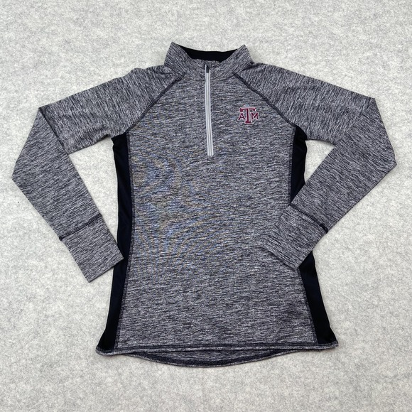 Baw Tops - Texas A&M Aggies Shirt Womens XS Gray Black NCAA Football BAW Dry Tek 1/4 Zip